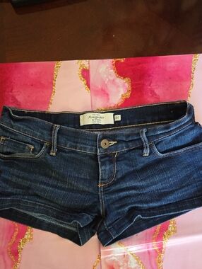 Abercrombie & Fitch Dark Indigo Low-Rise Denim Shorts